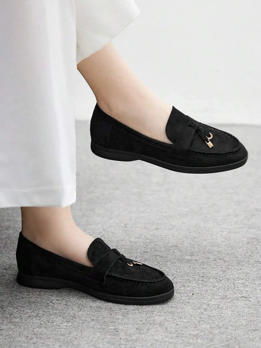 SHEIN CUCCOO BIZCHIC أحذية مسطحة نسائية مريحة سوداء