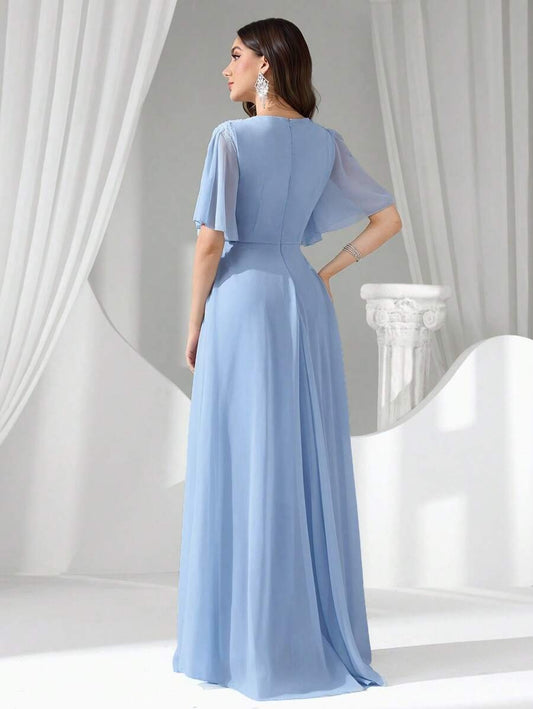 SHEIN Coutiva فستان ماكسي أنيق بلون أزرق فاتح