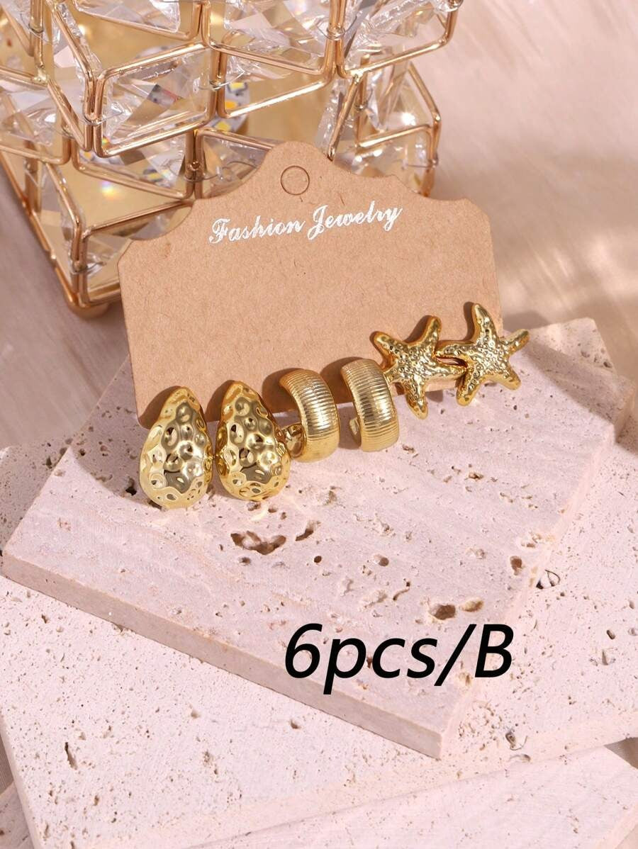 SHEIN طقم أقراط ذهبي صيفي نجمة بحر