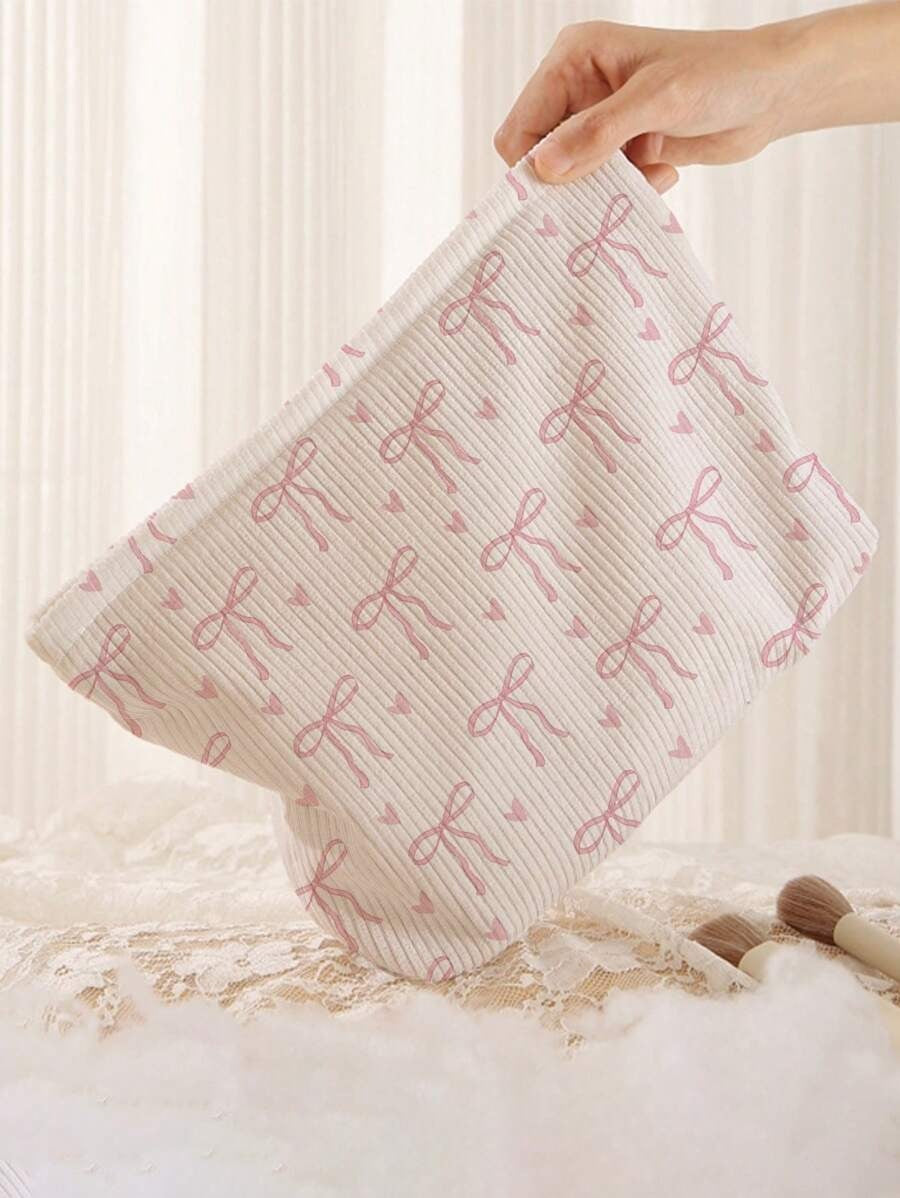 SHEIN ROMWE حقيبة مكياج  بطبعة عقدة وردية