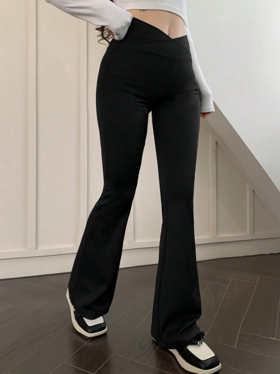 SHEIN DAZY بنطلون  نسائي عالي الخصر واسع الساق