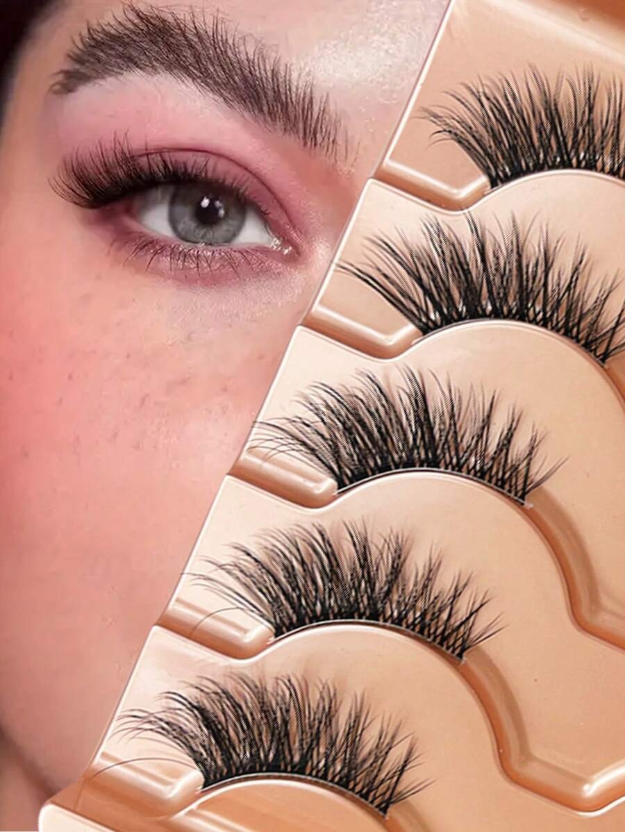 SHEIN طقم 5 أزواج من الرموش نصفية الطول