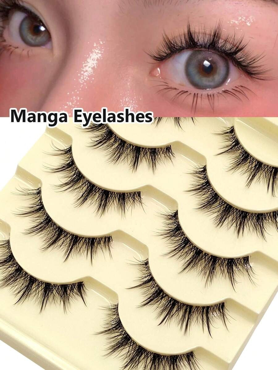 SHEIN Asiteo رموش 5 أزواج صناعية طبيعية على شكل دمية