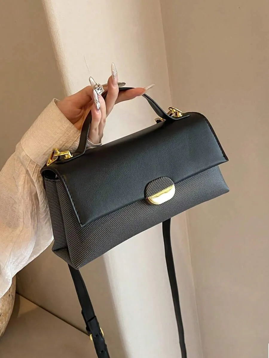 SHEIN حقيبة كتف نسائية صغيرة بتصميم متباين الألوان ومربع موضة 2025