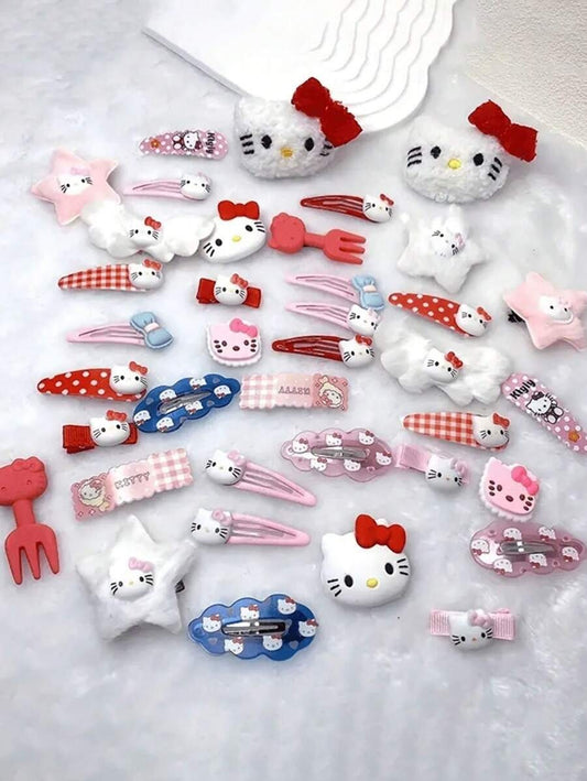 SHEIN Sanrio دبابيس شعر هالو كيتي كرتونية للنساء والفتيات