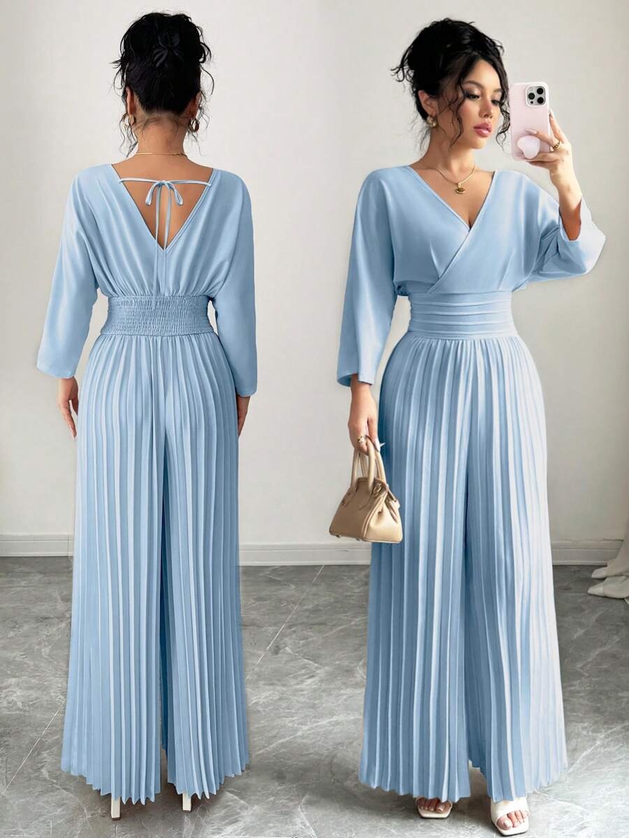 SHEIN Gloray جمبسوت طويل وأنيق بلون ازرق