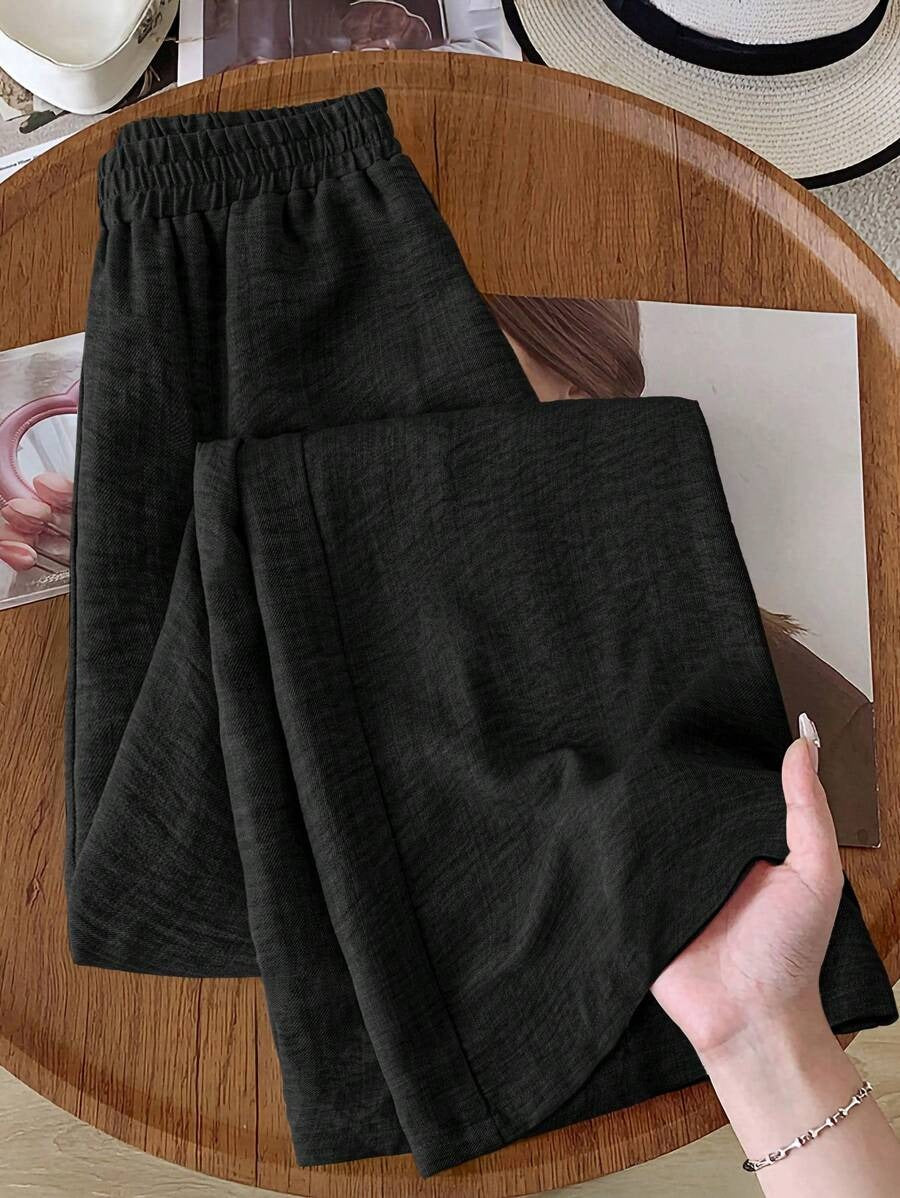 SHEIN  Rusticease بنطلون بخصر مطاطي صيفي ناعم ومريح