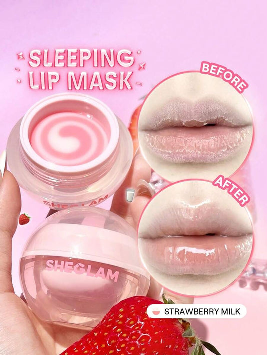 SHEGLAM Strawberry Milk قناع شفاه ليلي