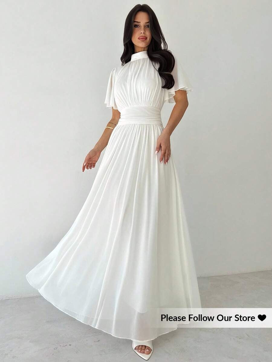SHEIN Firerie فستان أبيض ناعم واسع و أنيق