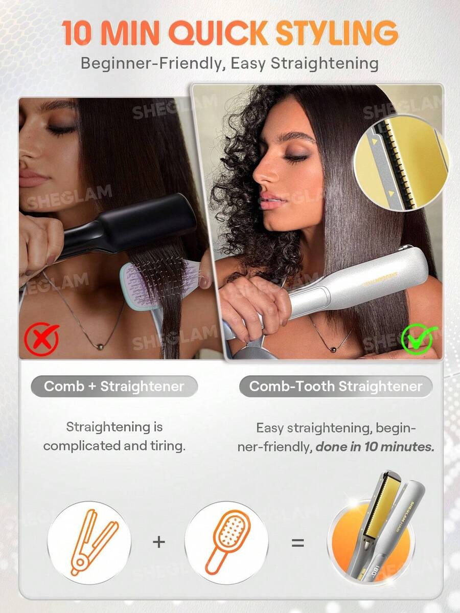 SHEGLAM مكواة شعر عريضة مثالية لفرد الشعر بسرعة وفعالية