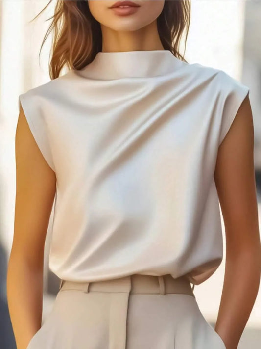 SHEIN بلوزة ساتان أنيقة للنساء للصيف
