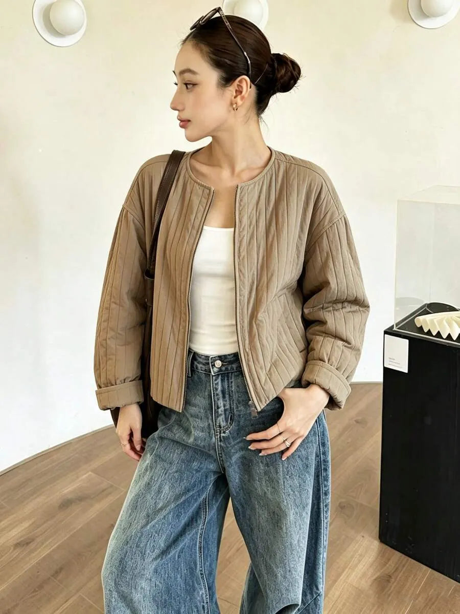 SHEIN جاكيت كاجوال فضفاض بكتف منسدل وأكمام واسعة