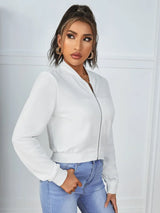 SHEIN Essnce جاكيت بومبر قصير بسحاب