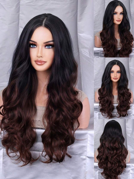 SHEIN باروكة شعر صناعي طويلة بتموج ناعم