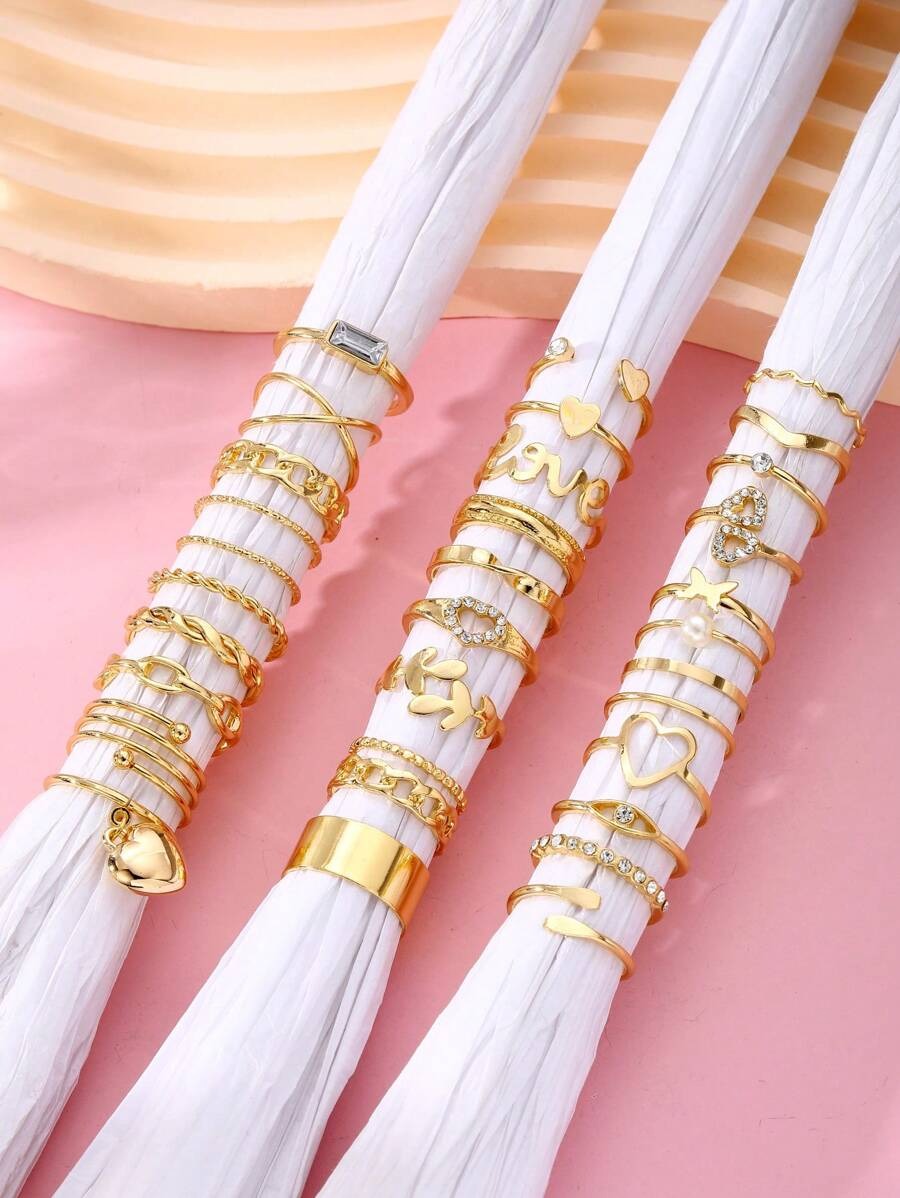 SHEIN طقم 30 خاتم بتصاميم مختلفة وراقية