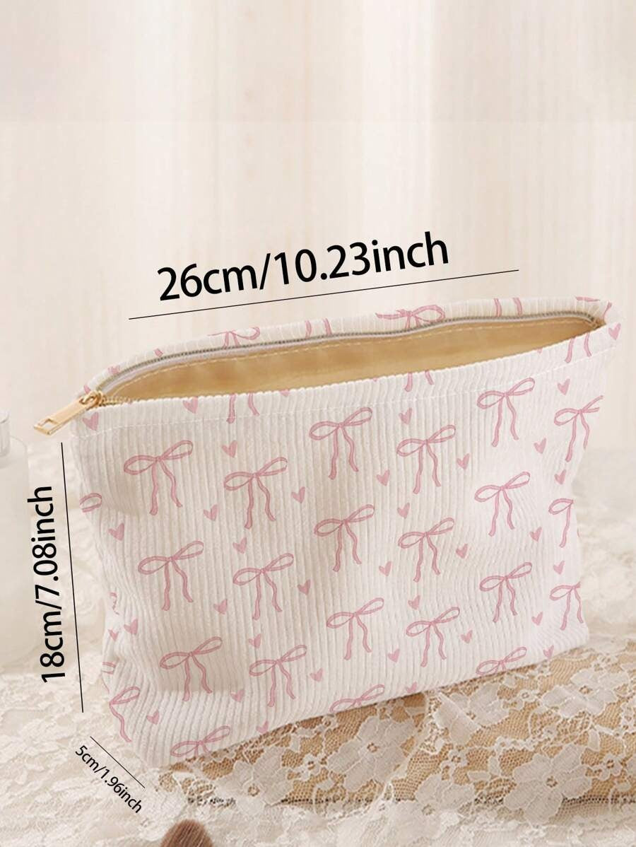 SHEIN ROMWE حقيبة مكياج  بطبعة عقدة وردية