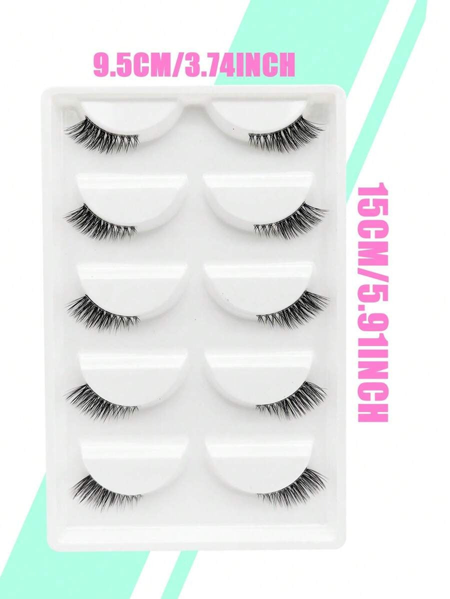 SHEIN رموش نصفية طبيعية 5 أزواج