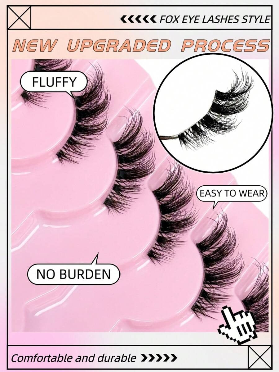 SHEIN طقم رموش 9 أزواج نصفية طبيعية بستايل عين القطة