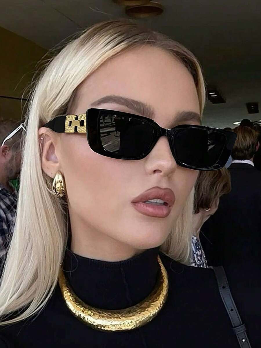 SHEIN نضارة شمس مستطيلة لون أسود