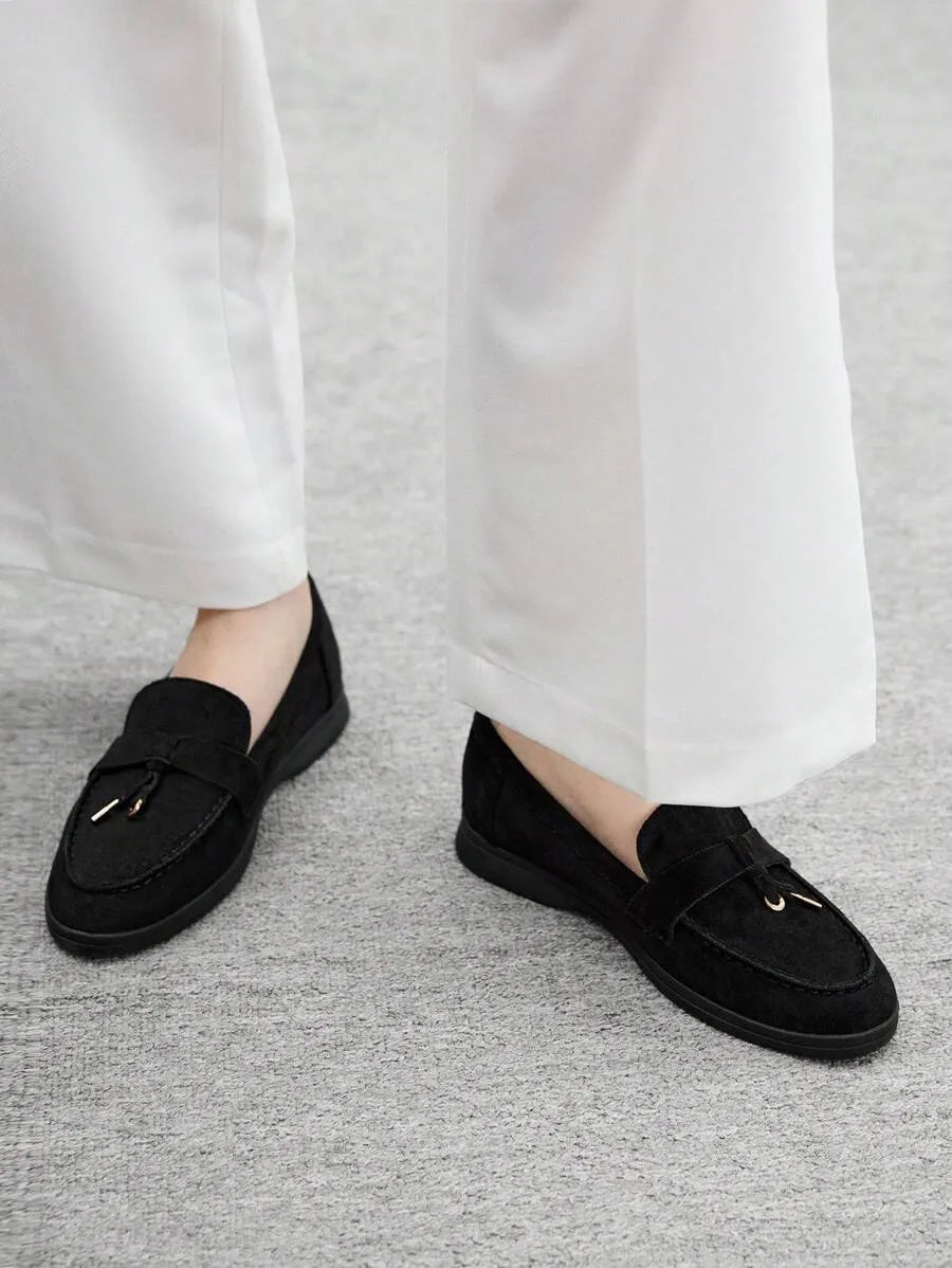 SHEIN CUCCOO BIZCHIC أحذية مسطحة نسائية مريحة سوداء