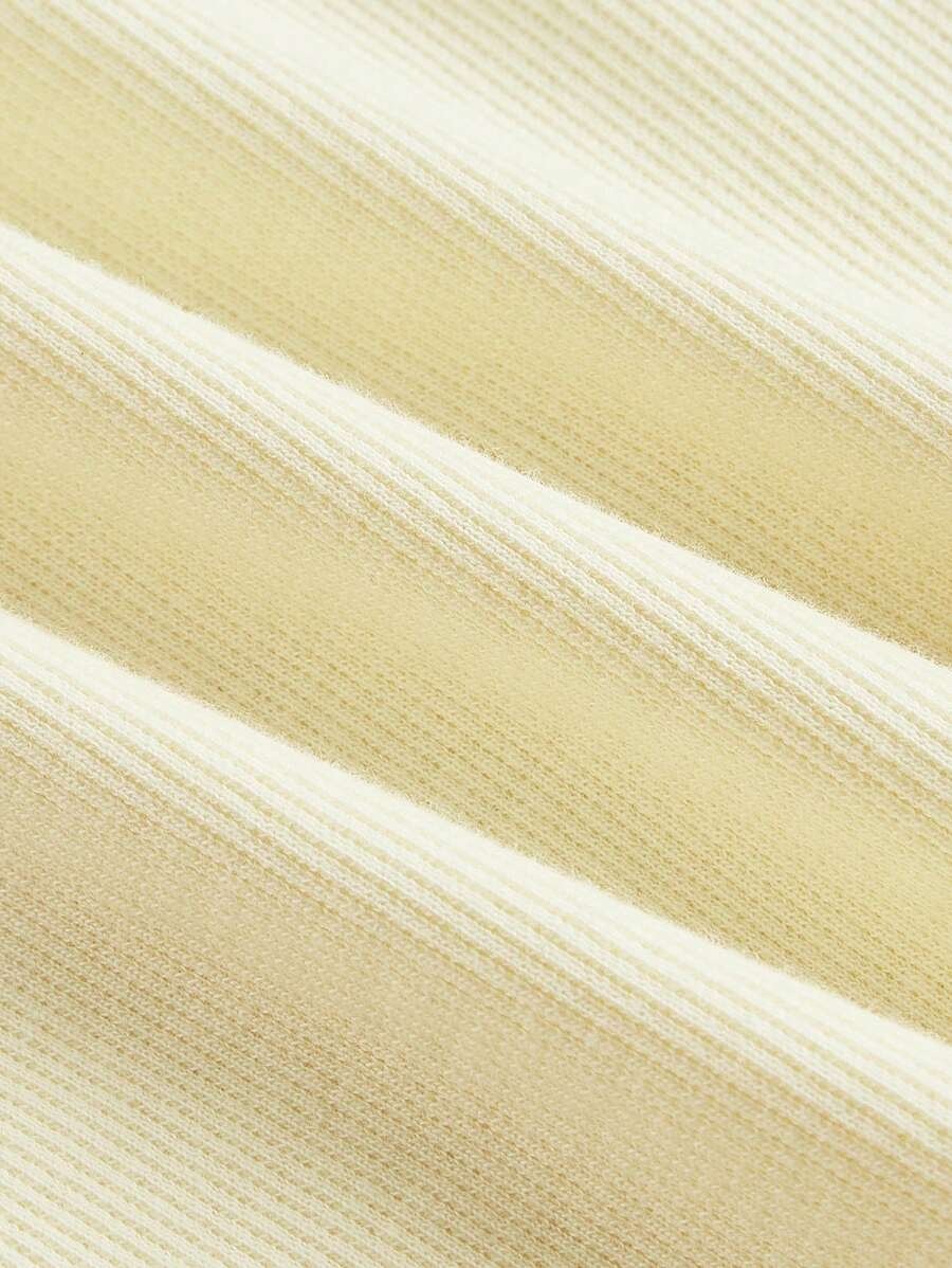 SHEIN فستان أصفر قصير بدون أكمام بتفاصيل أزرار ورباط