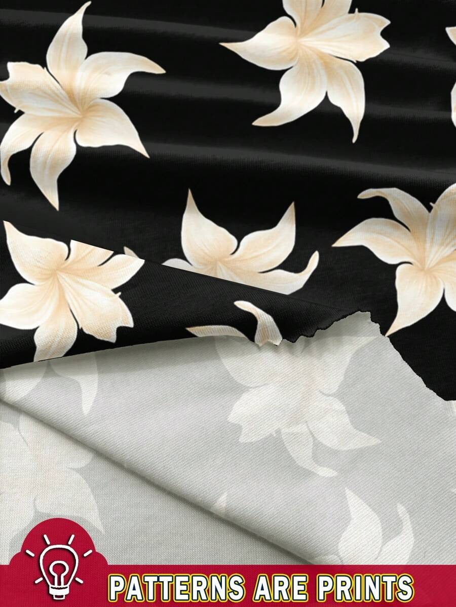 SHEIN بلوزة  بطبعة زهور ملونة فضفاضة