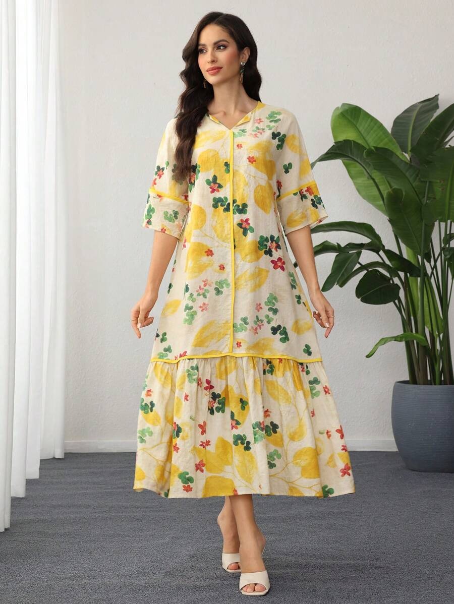 SHEIN فستان طويل وفضفاض بطراز بوهو ناعم