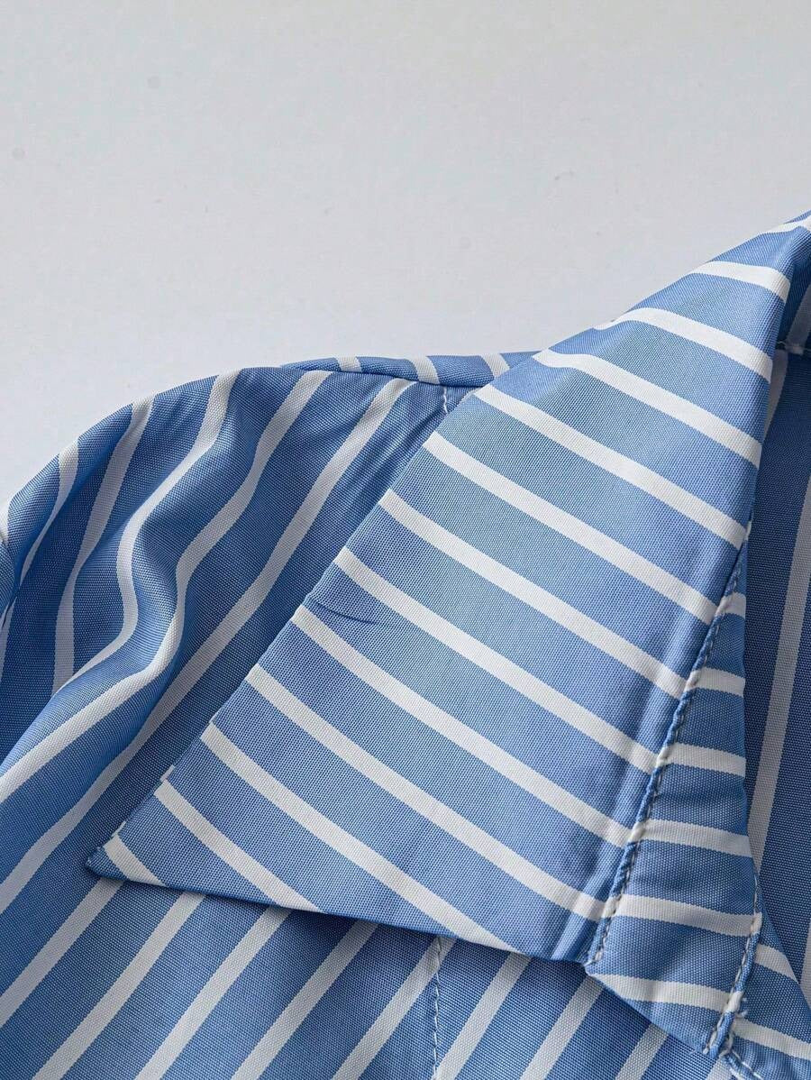 SHEIN Franclia بلوزة نسائية طويلة الأكمام بخطوط تنحّف الخصر