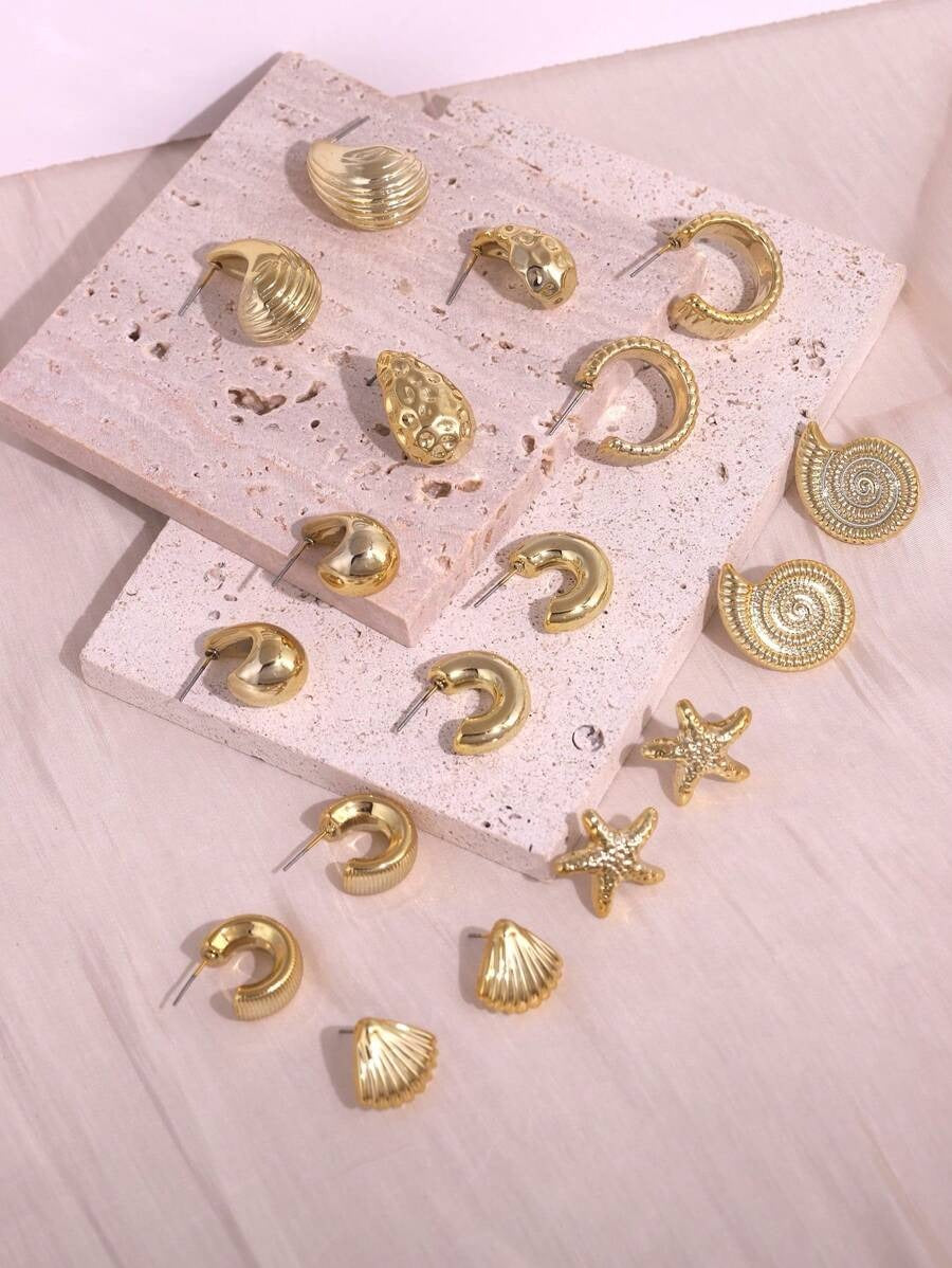 SHEIN طقم أقراط ذهبي صيفي نجمة بحر