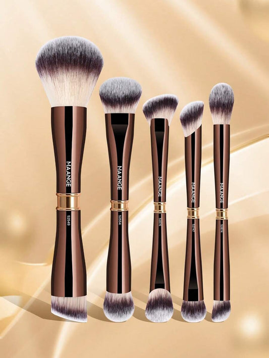 SHEIN MAANGE مجموعة 5 فرش مكياج مزدوجة الرأس مع علبة أنيقة