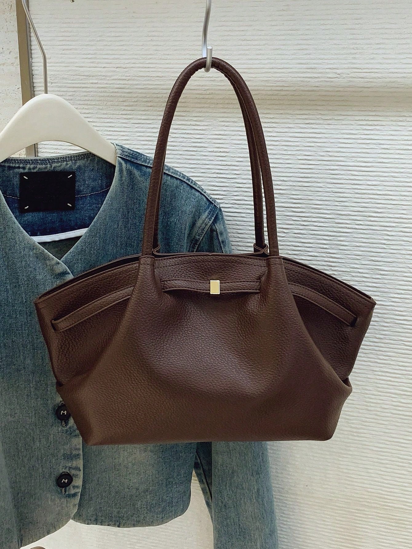 SHEIN حقيبة كتف نسائية جلدية عصرية