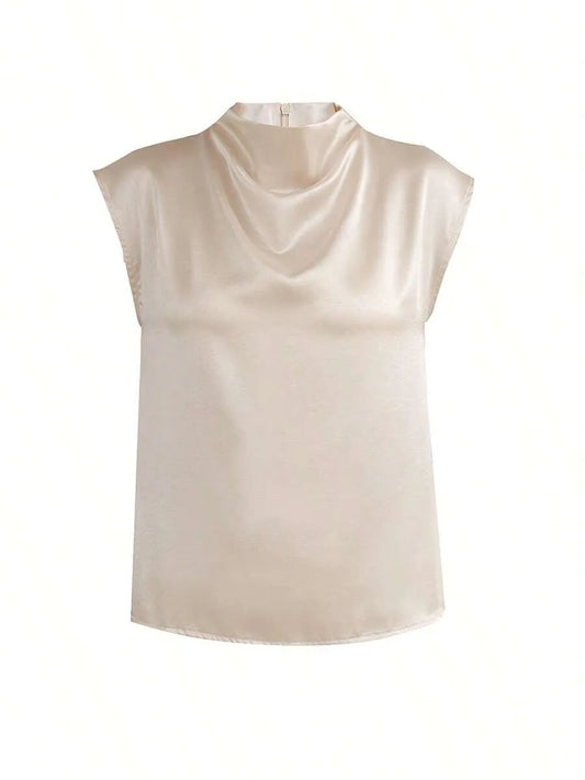 SHEIN بلوزة ساتان أنيقة للنساء للصيف