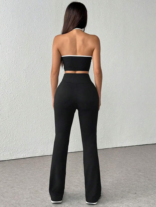 SHEIN طقم رياضي اسود 2 قطعة كاجوال