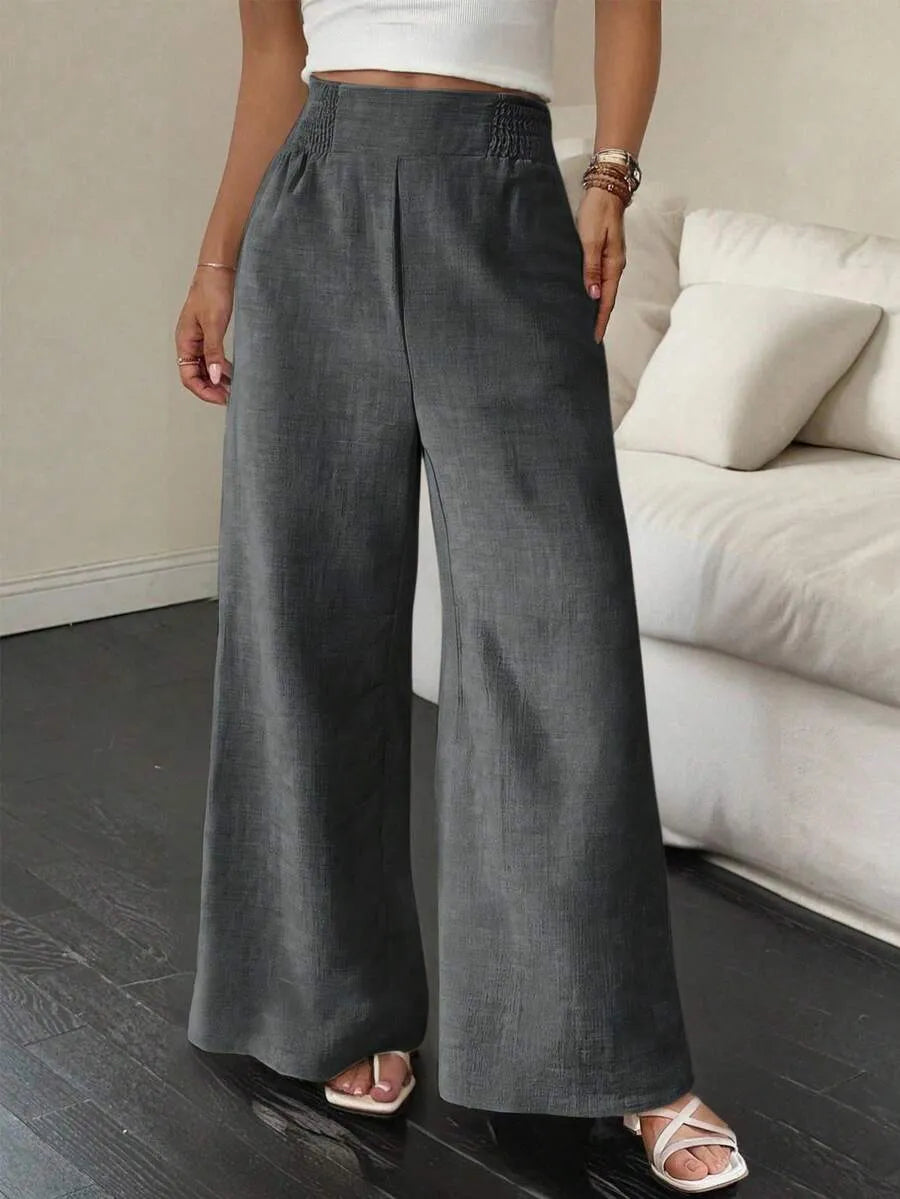 SHEIN Siren Gaze بنطلون نسائي واسع الساق بخصر عالٍ