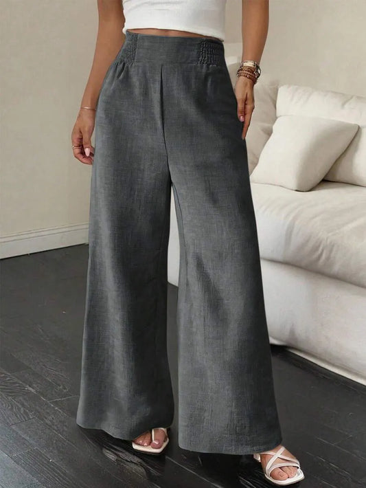SHEIN Siren Gaze بنطلون نسائي واسع الساق بخصر عالٍ