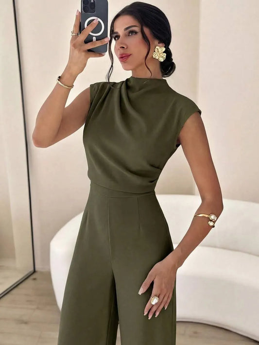 SHEIN Firerie جمبسوت نسائي كاجوال بأكمام قصيرة وبنطال واسع من