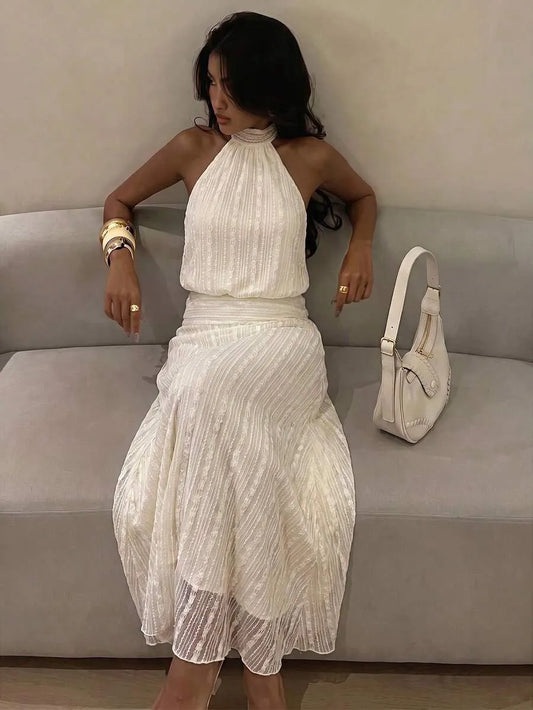 SHEIN Firerie فستان نسائي ماكسي محبوك بلون المشمش بنقشة جاكار
