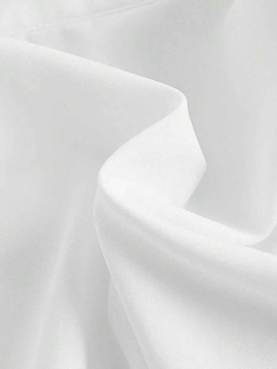 SHEIN MOD قميص نسائي بأكمام واسعة وثنيات أمامية وتفاصيل دانتيل بلون أبيض