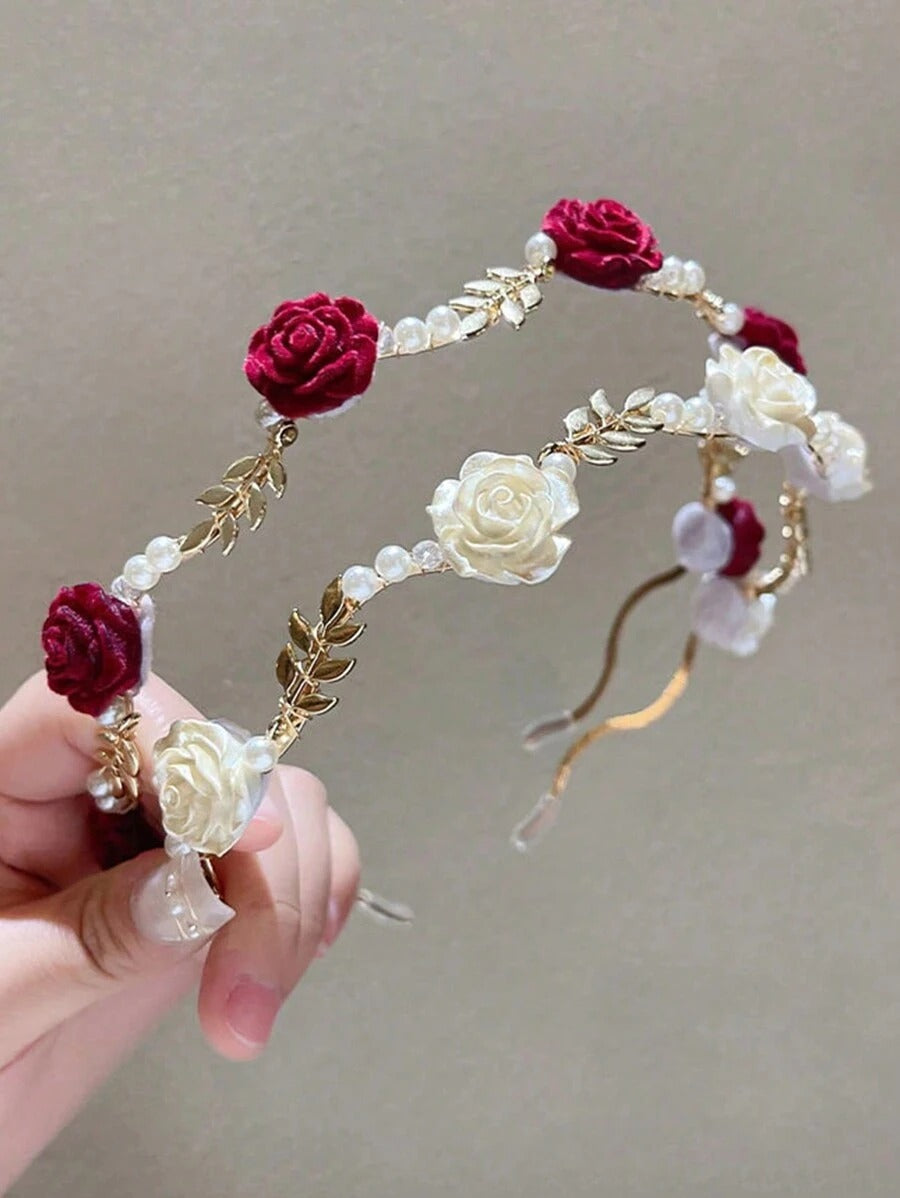 SHEIN طقم شريطين شعر بخرز لامع