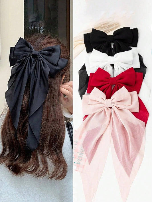 SHEIN مشابك شعر فيونكة سوداء وبيضاء ووردية