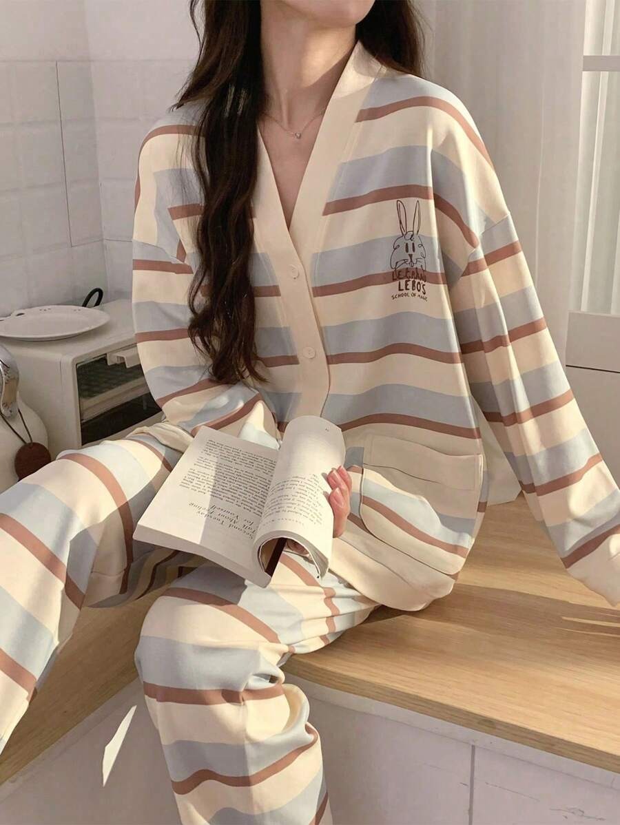 SHEIN طقم بيجامة مكون من قطعتين