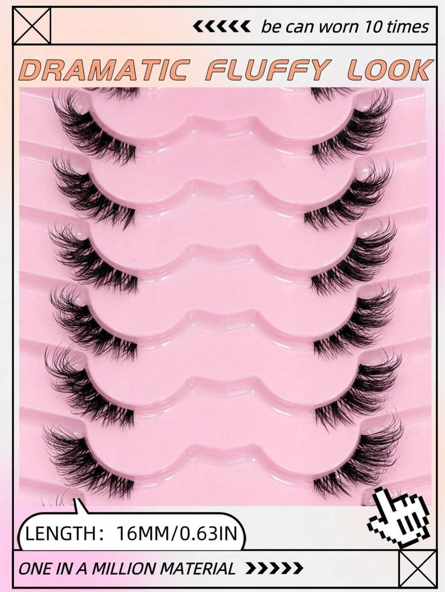 SHEIN طقم رموش 9 أزواج نصفية طبيعية بستايل عين القطة