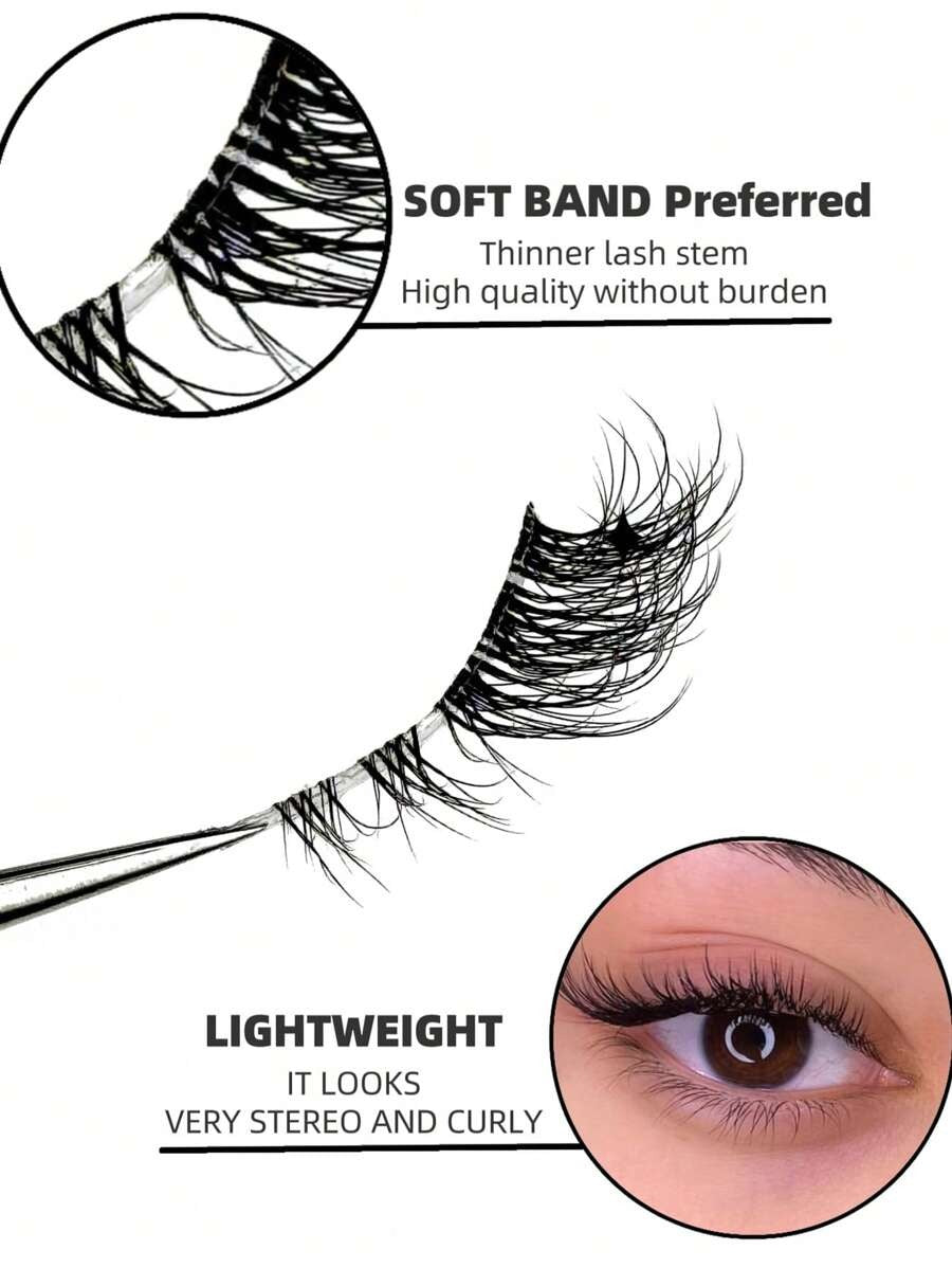 SHEIN رموش 7 أزواج نصفية طبيعية ذيل عين القطة