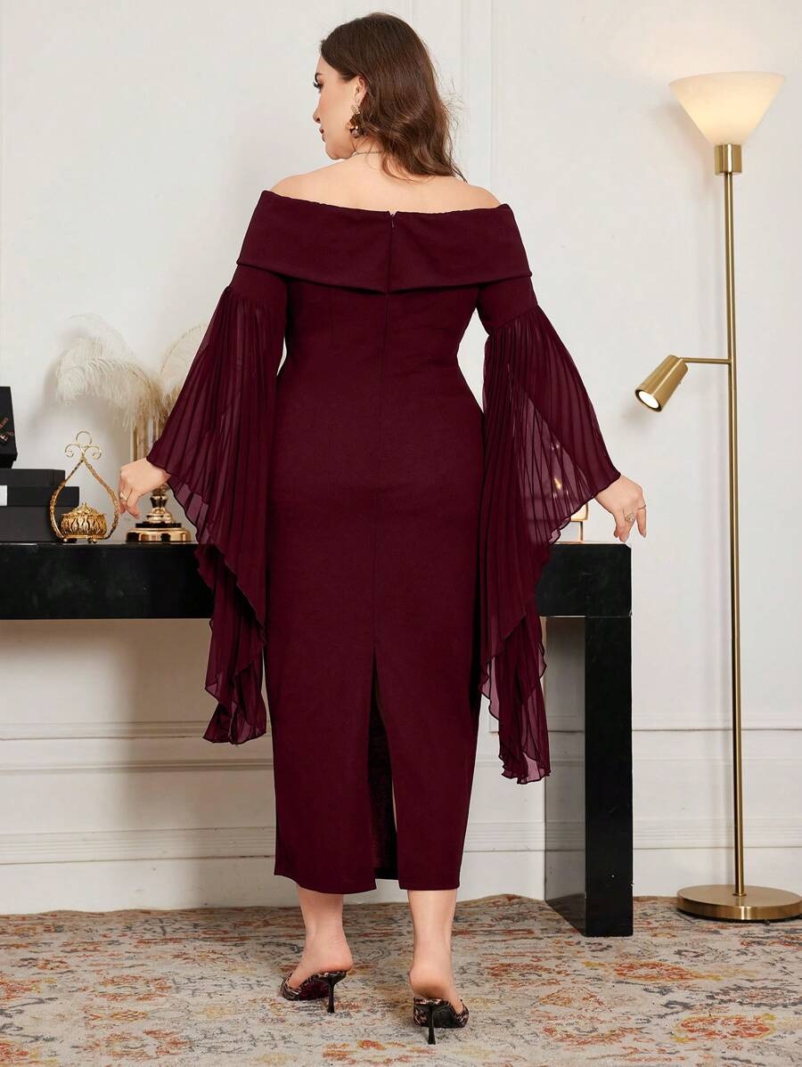 SHEIN فستان بوديكون بفتحة خلفية وكتف مكشوف