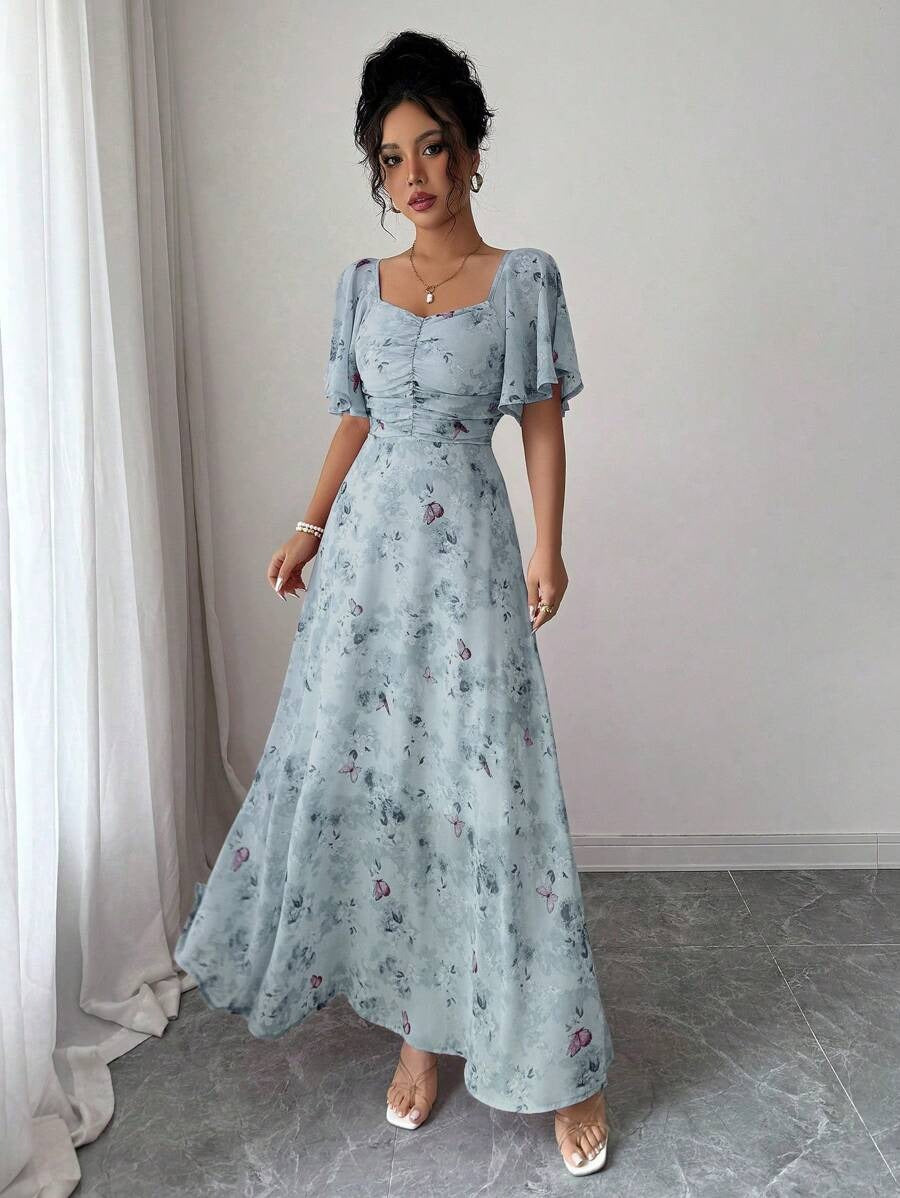 SHEIN Modelyn فستان شيفون صيفي بطبعة فراشات