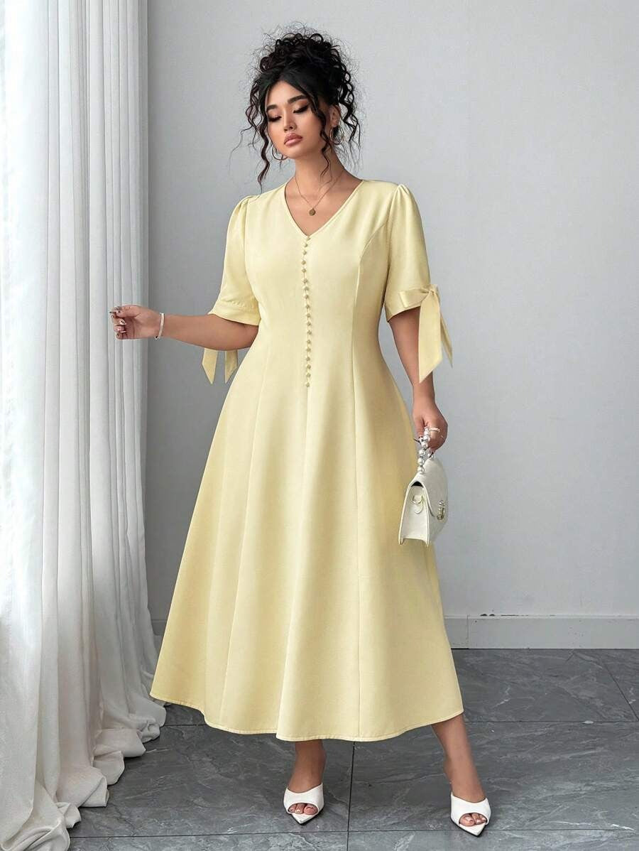 SHEIN Elenzga فستان أصفر أنيق