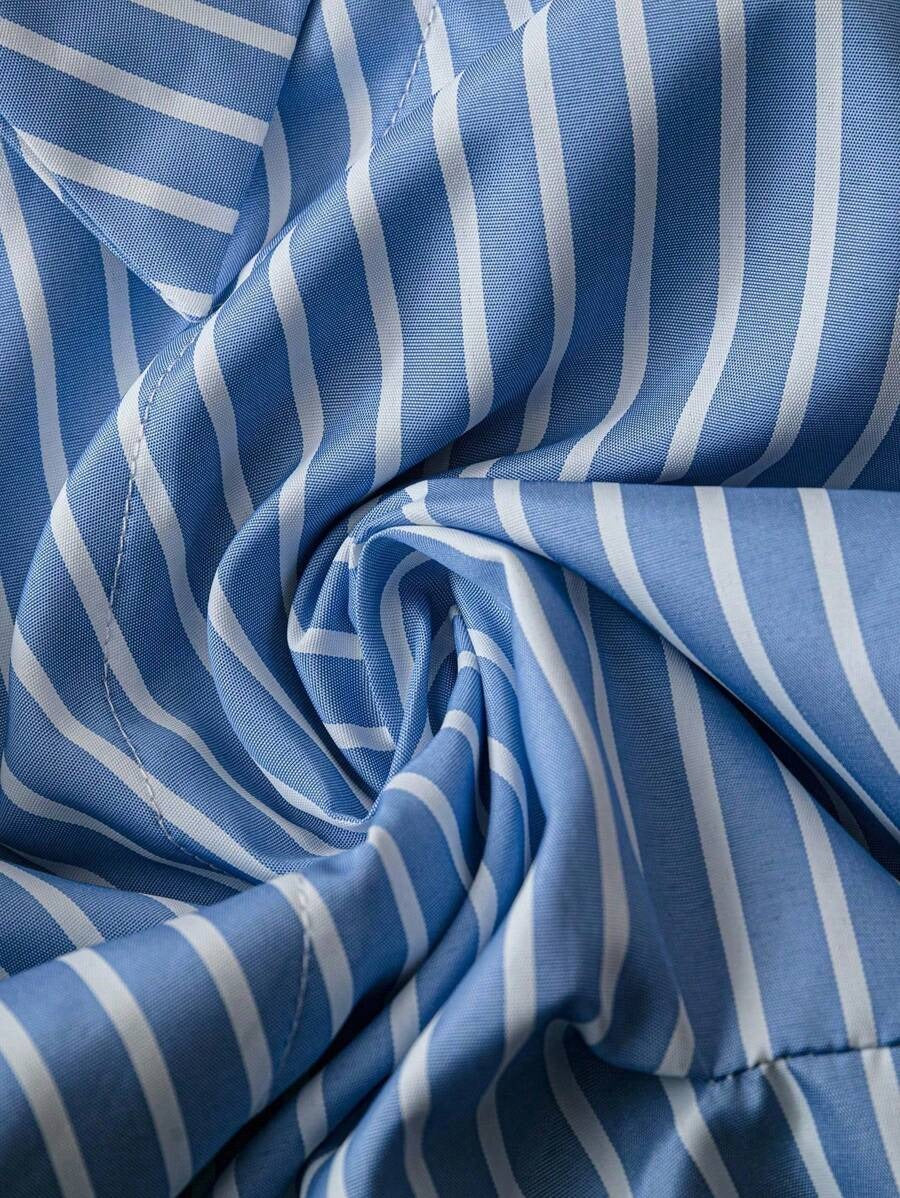 SHEIN Franclia بلوزة نسائية طويلة الأكمام بخطوط تنحّف الخصر