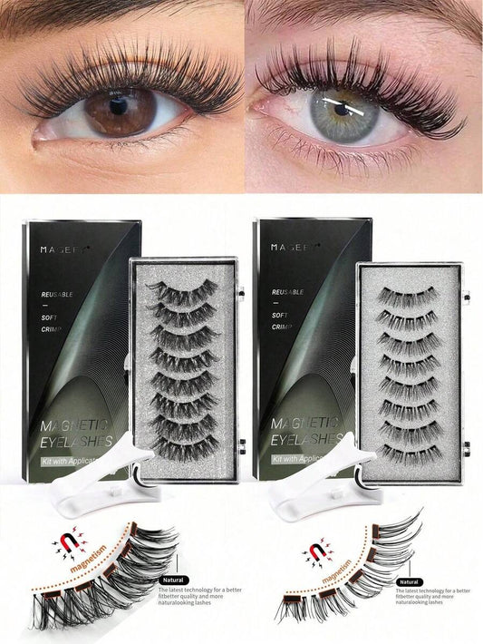 SHEIN MAGEFY 3D طقم رموش مغناطيسية بشريط مع أداة تطبيق