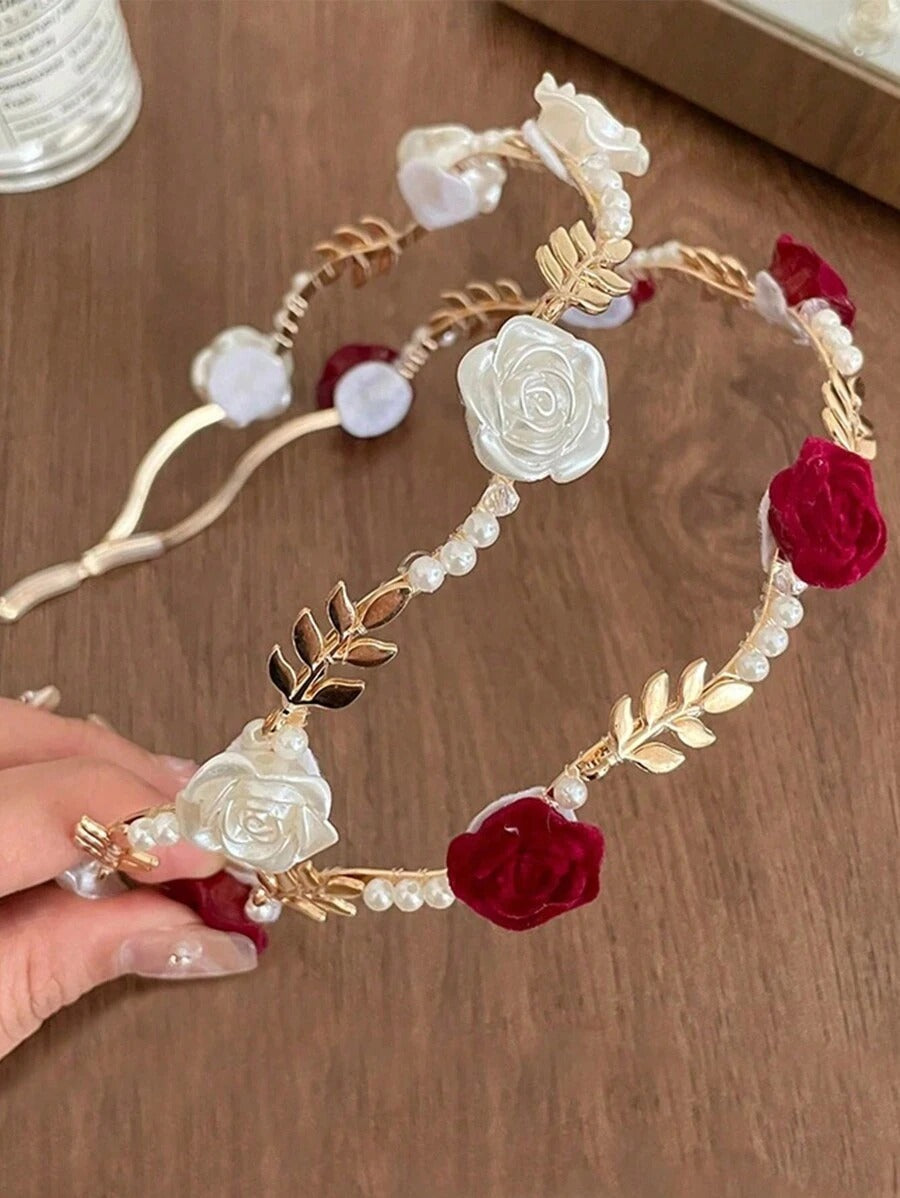 SHEIN طقم شريطين شعر بخرز لامع