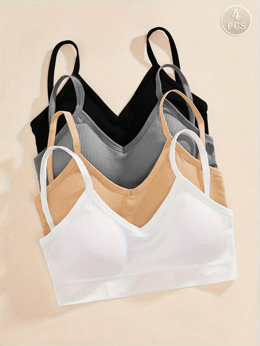 SHEIN مجموعة من 4 قطع توب أساسي بألوان مختلفة